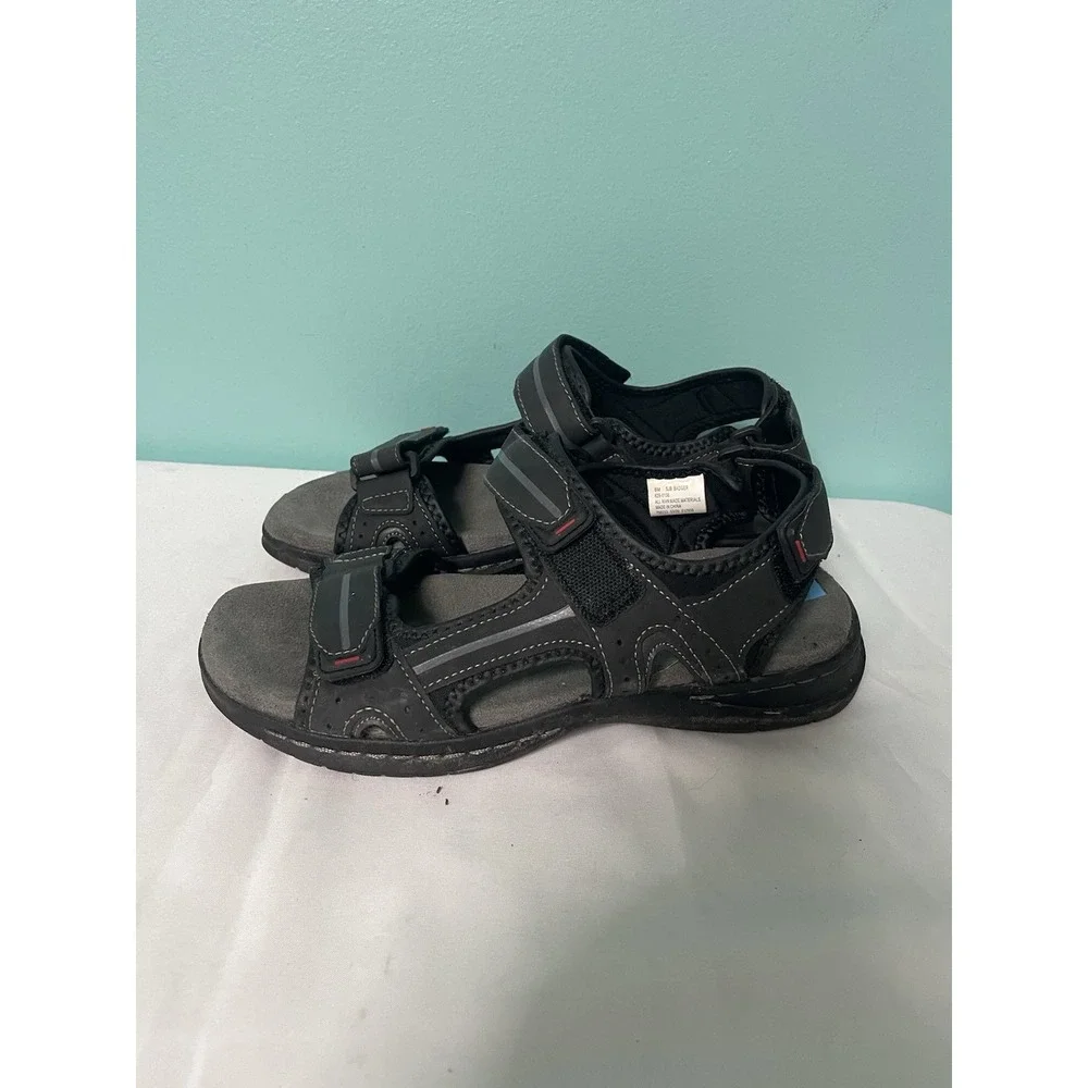St. John's Bay Men's Black Slip-On Sandals Size 8 Casual Summer S-412‎